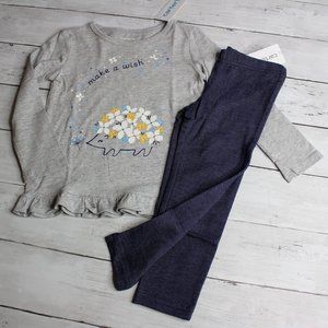 Carter's Toddler Girl's Size 3T Knit Denim Jean Blue Leggings Hedgehog